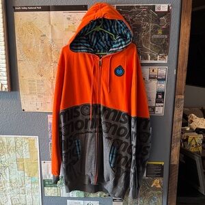 Nomis Orange and Black Graphic Hoodie - size XLT